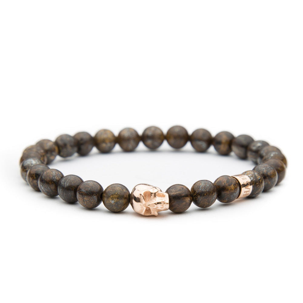 Totenkopf Armband Rosé Bronzit 6mm - BONES & BUDDHAS