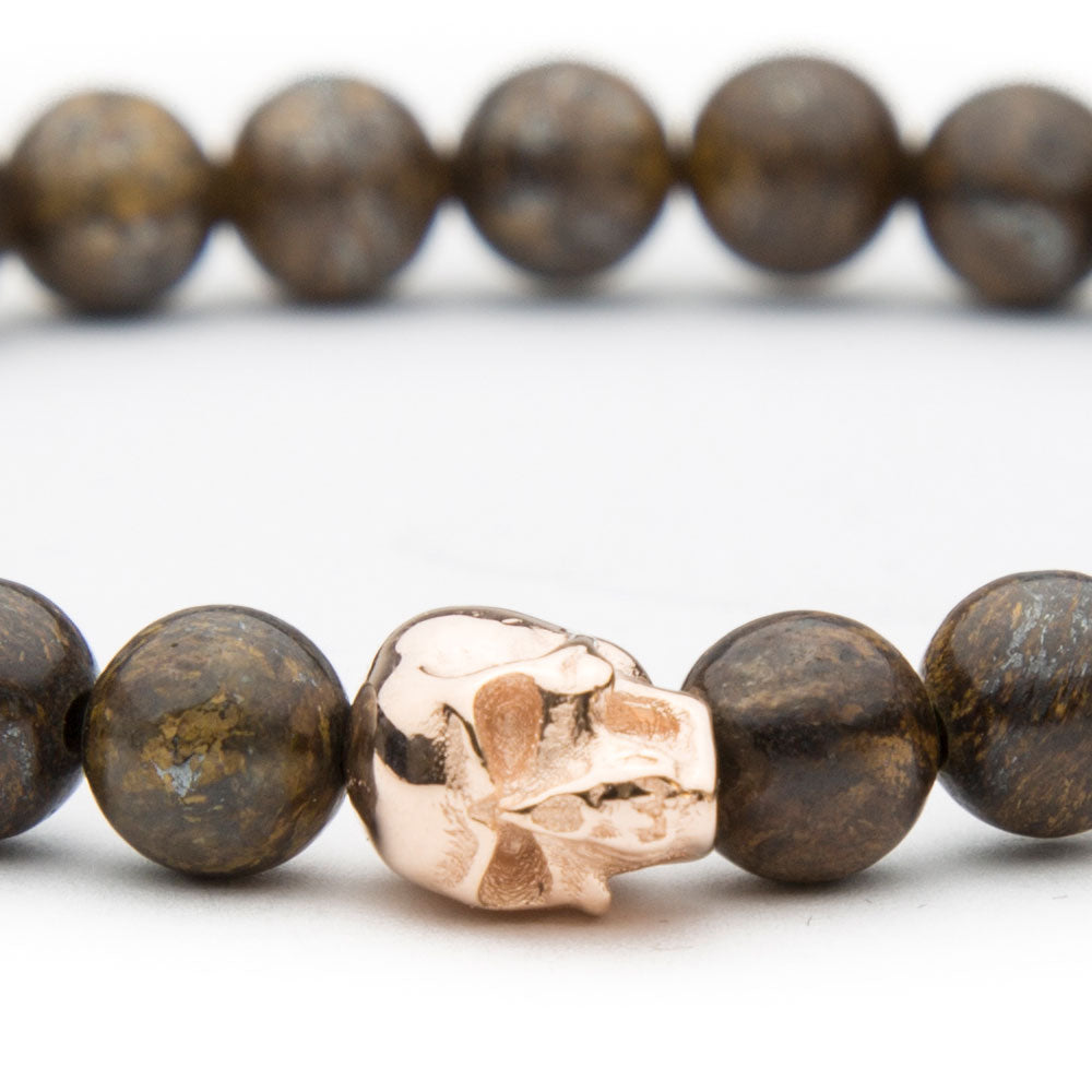 Totenkopf Armband Rosé Bronzit 6mm - BONES & BUDDHAS