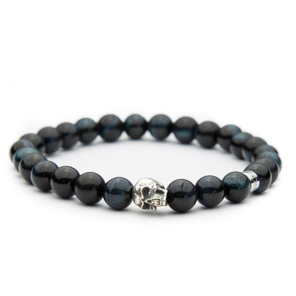 Totenkopf Armband Hawk’s Eye Blue 8mm - BONES & BUDDHAS