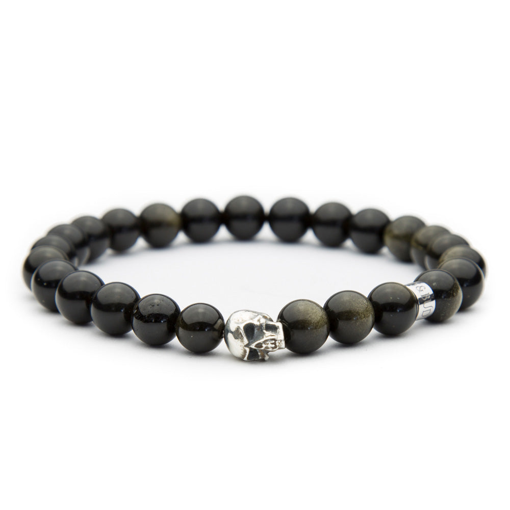 Totenkopf Armband Obsidian 8mm - BONES & BUDDHAS