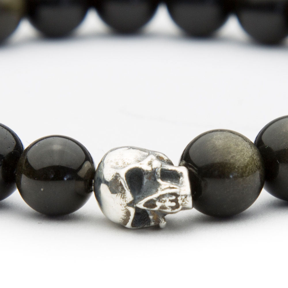 Totenkopf Armband Obsidian 8mm - BONES & BUDDHAS