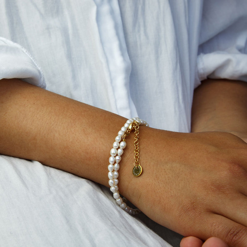 White Pearl Choker Halskette / Armband - BONES & BUDDHAS