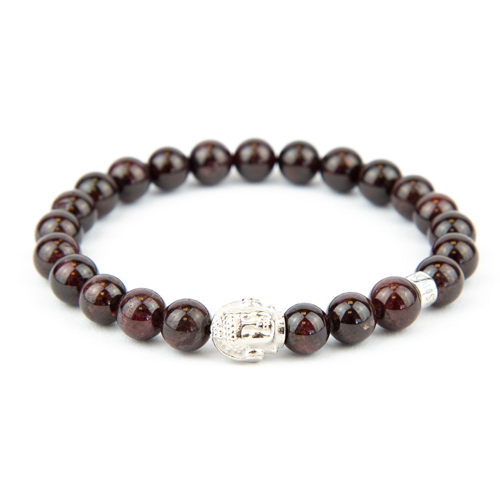 DJ BUDDHA Armband Granat 8mm - BONES & BUDDHAS