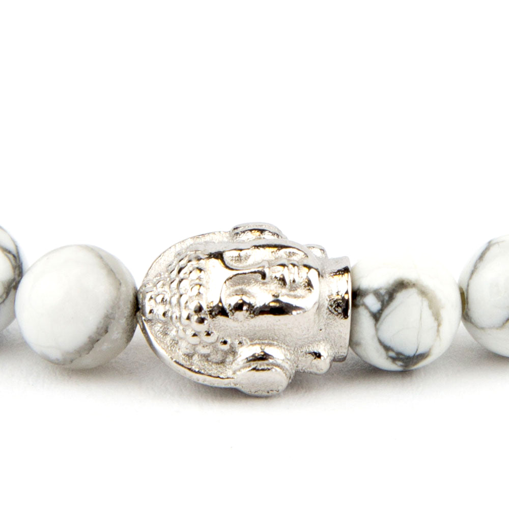 DJ BUDDHA Armband White Howlith 6mm - BONES & BUDDHAS