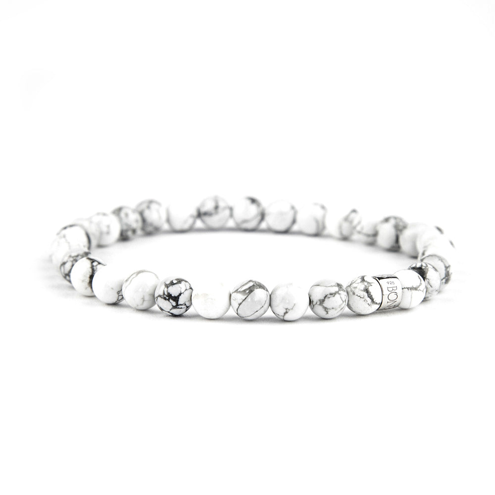 White Howlith Armband 6mm - BONES & BUDDHAS