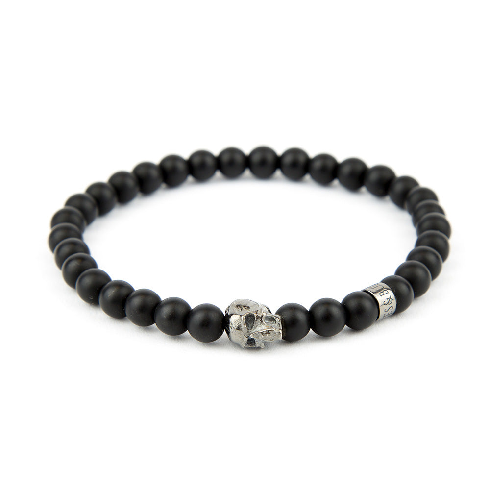 Totenkopf Armband Achat Black 6mm - BONES & BUDDHAS