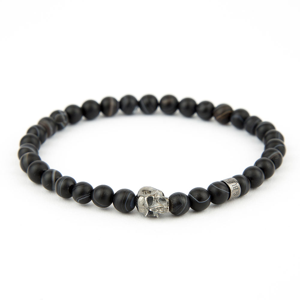 Totenkopf Armband Achat Black Striped 6mm - BONES & BUDDHAS