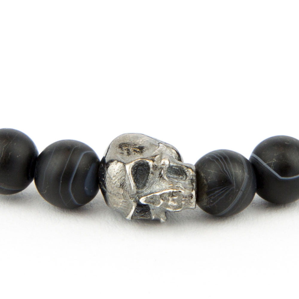 Totenkopf Armband Achat Black Striped 6mm - BONES & BUDDHAS