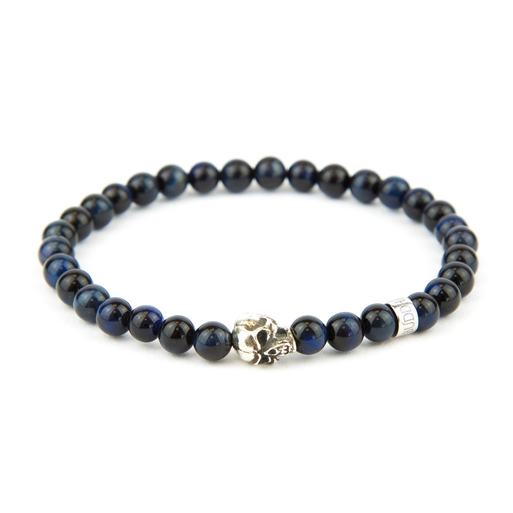 Totenkopf Armband Hawk’s Eye Blue 6mm - BONES & BUDDHAS