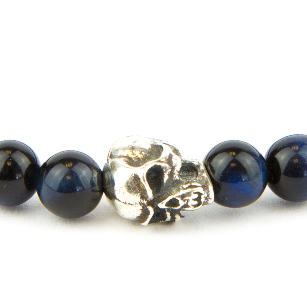 Totenkopf Armband Hawk’s Eye Blue 6mm - BONES & BUDDHAS