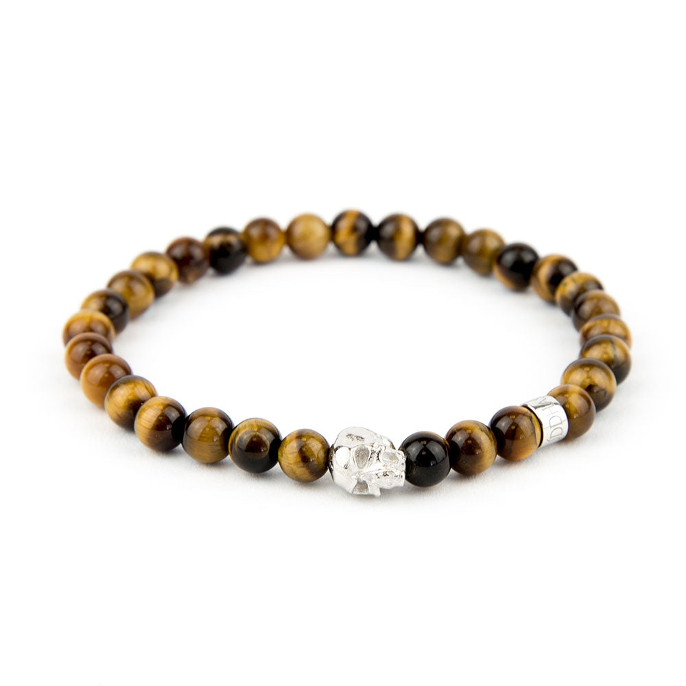 Totenkopf Armband Tigerauge 6mm - BONES & BUDDHAS